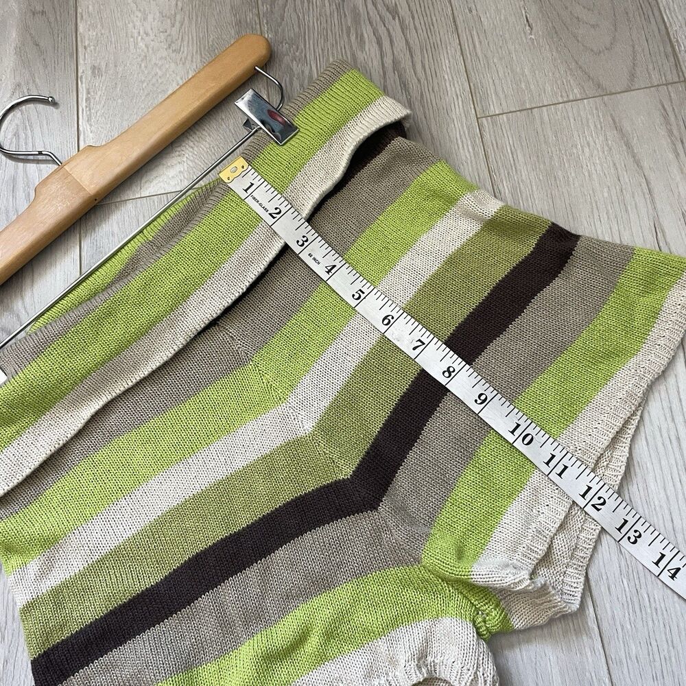 Outcast Striped Shorts foldover knit womens Green Brown small medium loungewear - Picture 6 of 6